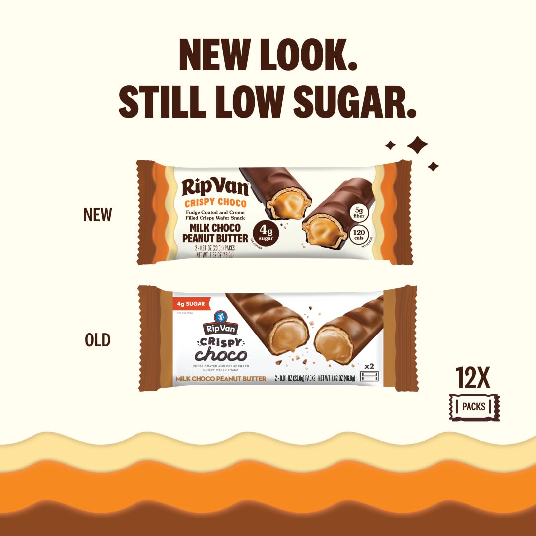 Rip Van Wafels Peanut Butter Cream filled wafer showing a creamy swirl for a satisfying snack.