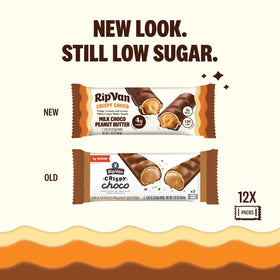 Rip Van Wafels Peanut Butter Cream filled wafer showing a creamy swirl for a satisfying snack.