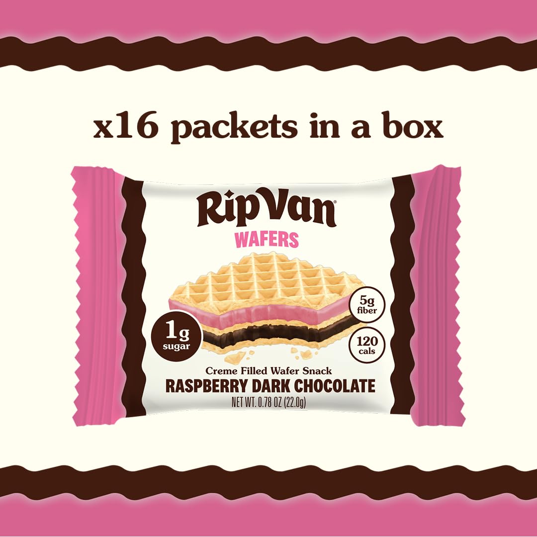 Rip Van Wafels wafer on plate highlighting real fruit flavor and color