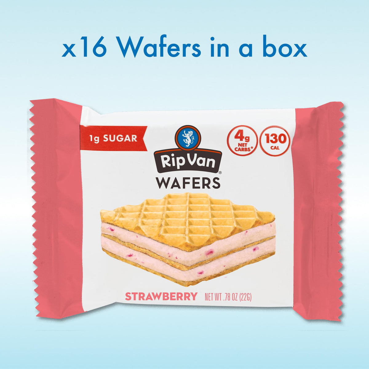 Rip Van Wafels real strawberry flavor wafer accentuates natural taste and clean ingredients.