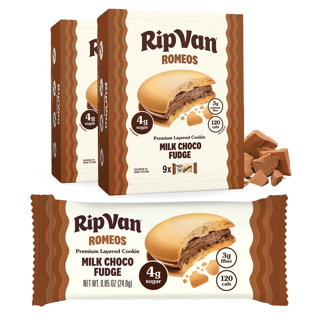 Rip Van Romeos Milk Choco Fudge cookies pack, ideal for on-the-go keto snacking.