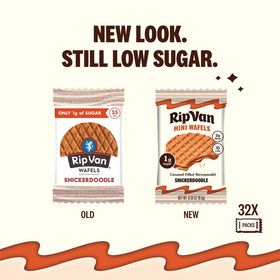 Rip Van Wafels mini stroopwafels close-up highlights cinnamon sugar flavor.
