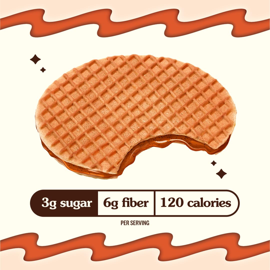 Rip Van Wafels Snickerdoodle Stroopwafel bite ready for a quick breakfast.