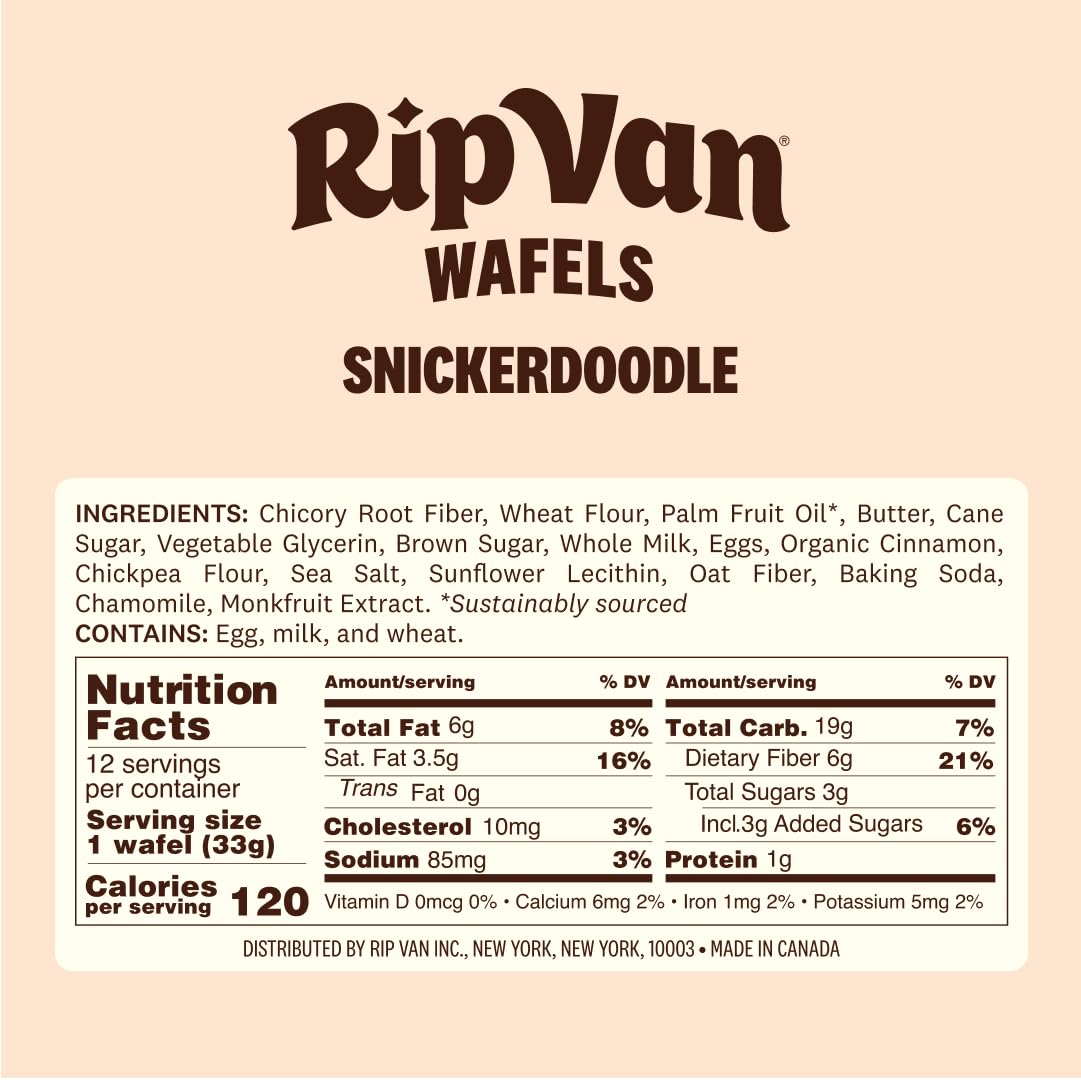 Rip Van Wafels Snickerdoodle Stroopwafel lunchbox snack with low sugar.