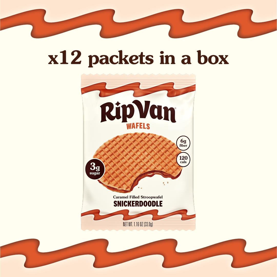 Rip Van Wafels Snickerdoodle Stroopwafel unwrapped to show clean ingredients.