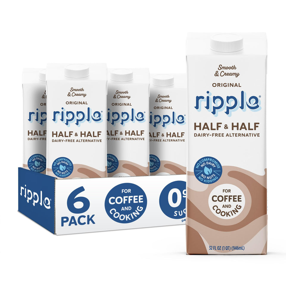 Ripple balance bottle pour: high-protein plant-based milk for everyday beverages.
