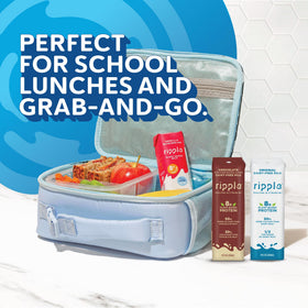 Ripple chocolate milk in lunchbox, gluten-free and non-GMO option