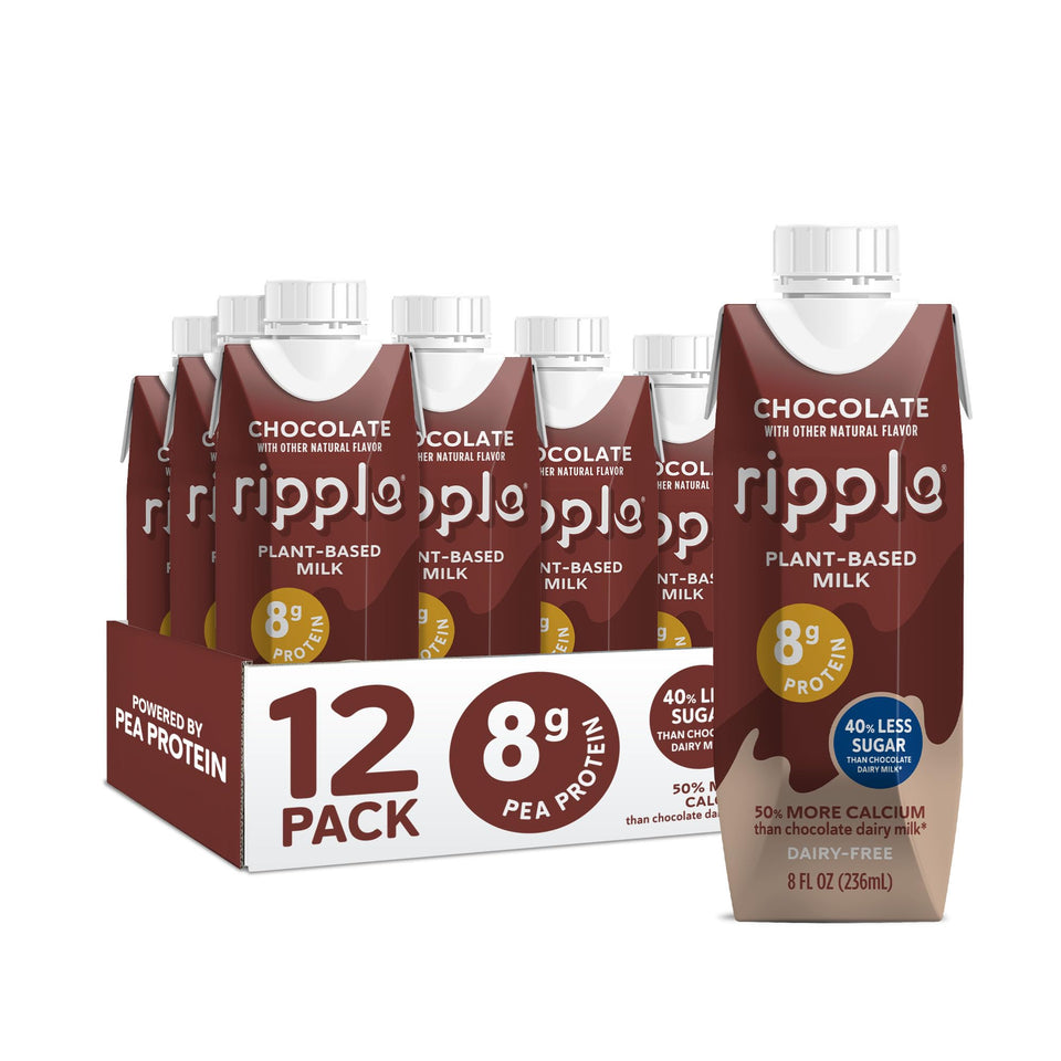 Ripple chocolate non-dairy milk carton for travel