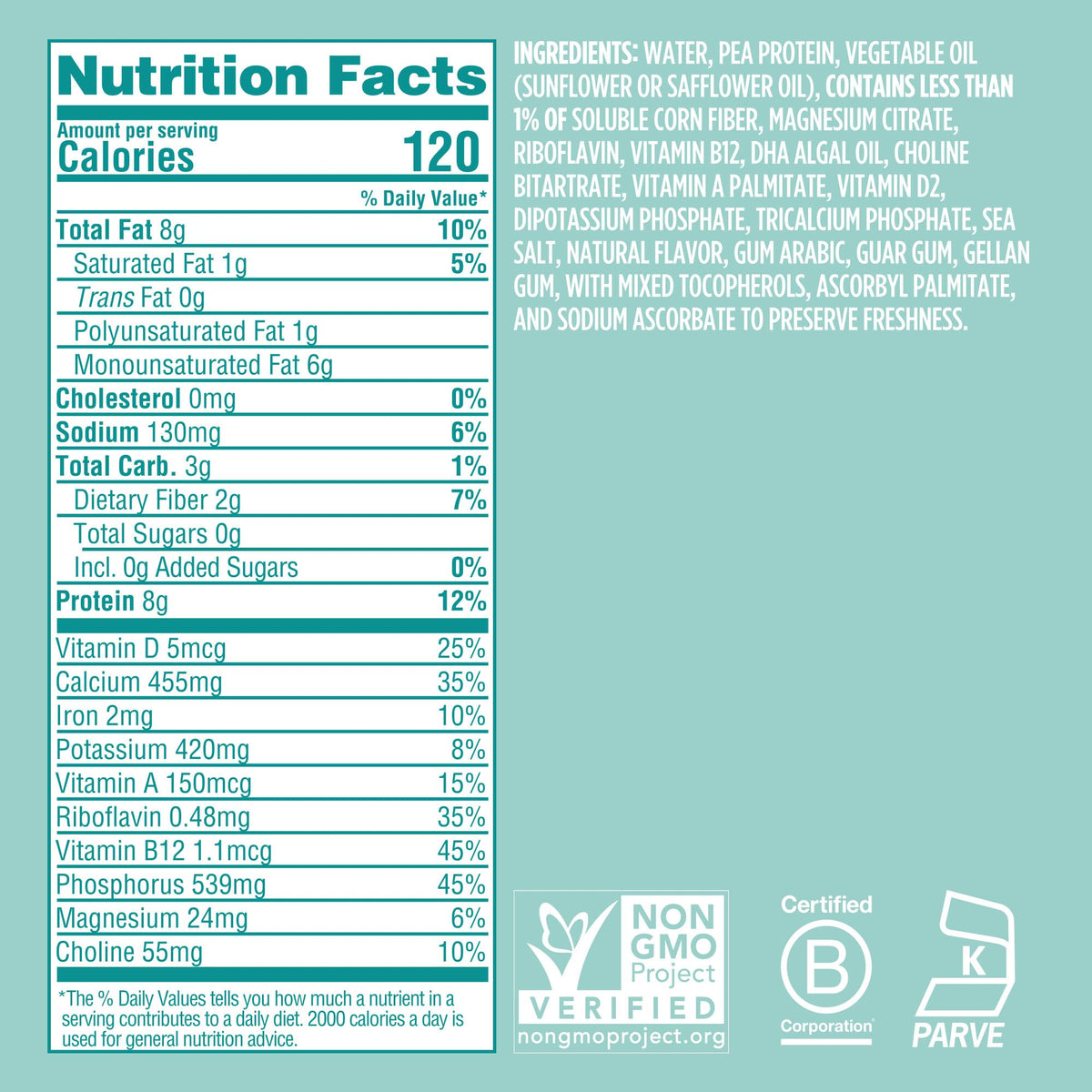 Ripple Kids Original Milk glass with carton, dairy-free nutrition choice.