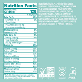 Ripple Kids Original Milk glass with carton, dairy-free nutrition choice.