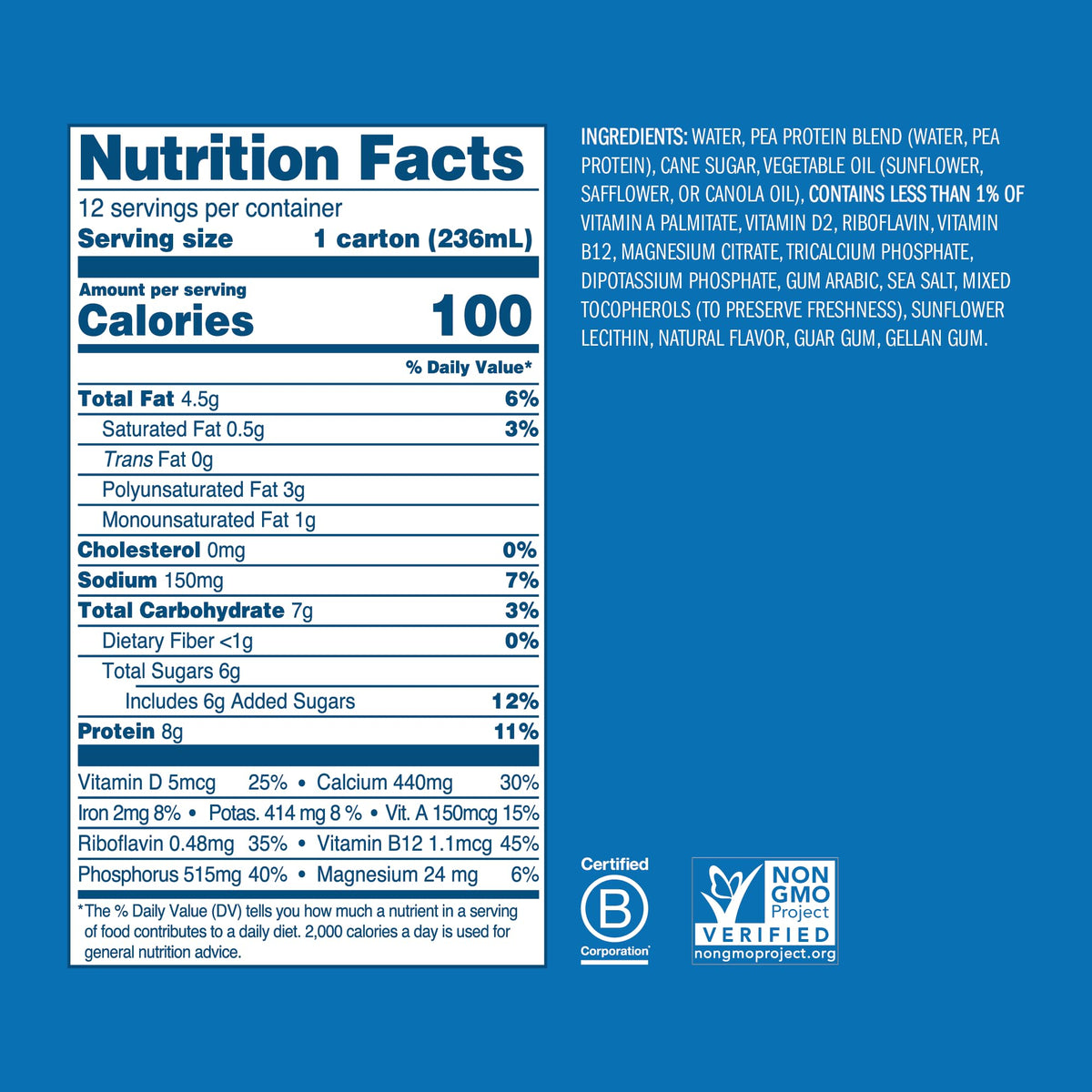Ripple Original Plant Based Milk carton on shelf emphasizes shelf-stable convenience.