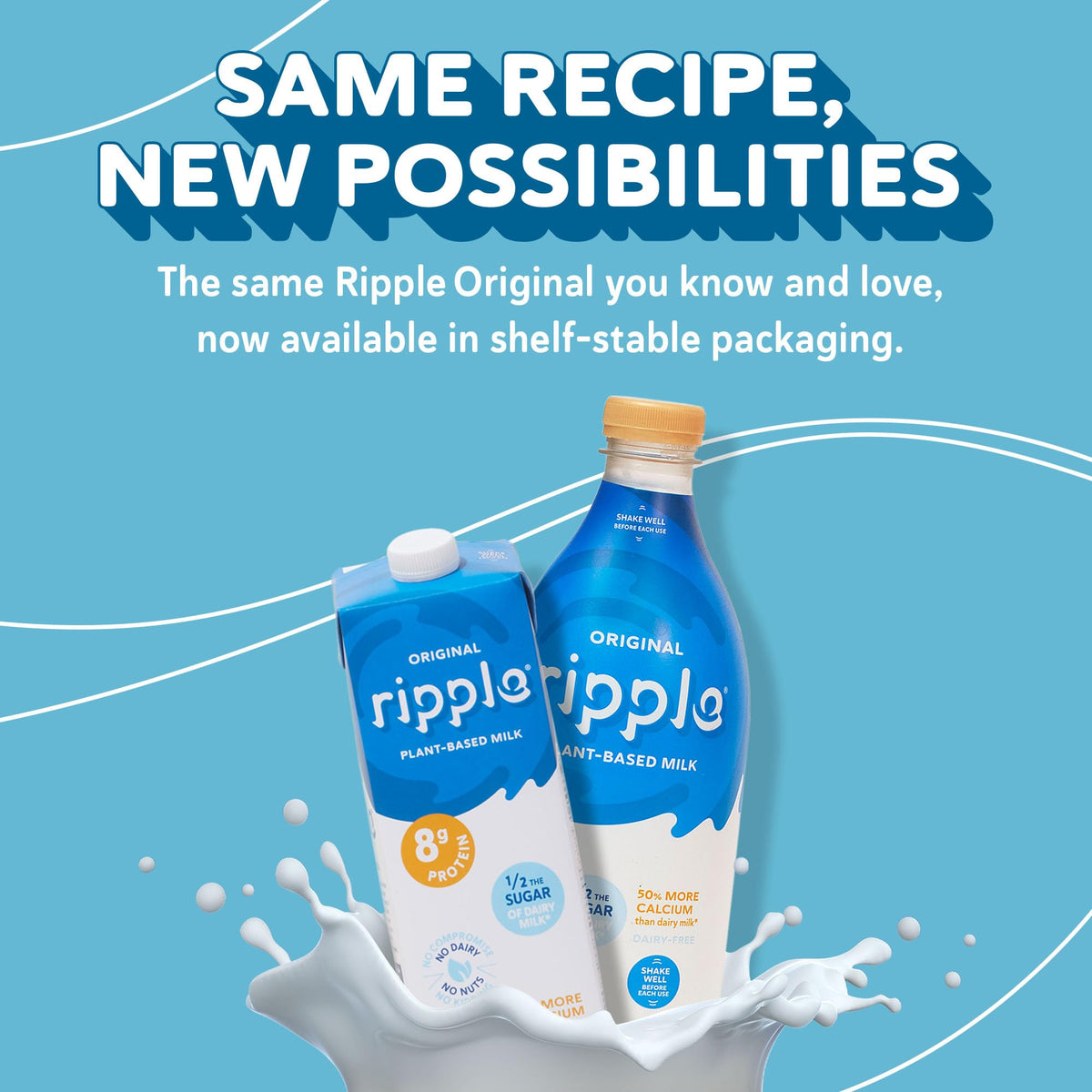 Ripple Original Plant Based Milk foams well for coffee and creamier drinks.