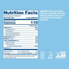 Ripple plant-based milk carton shows allergen-free labeling for dairy-free diets.