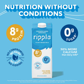 Ripple Unsweetened Original Milk used in baking for creamy dairy-free results.