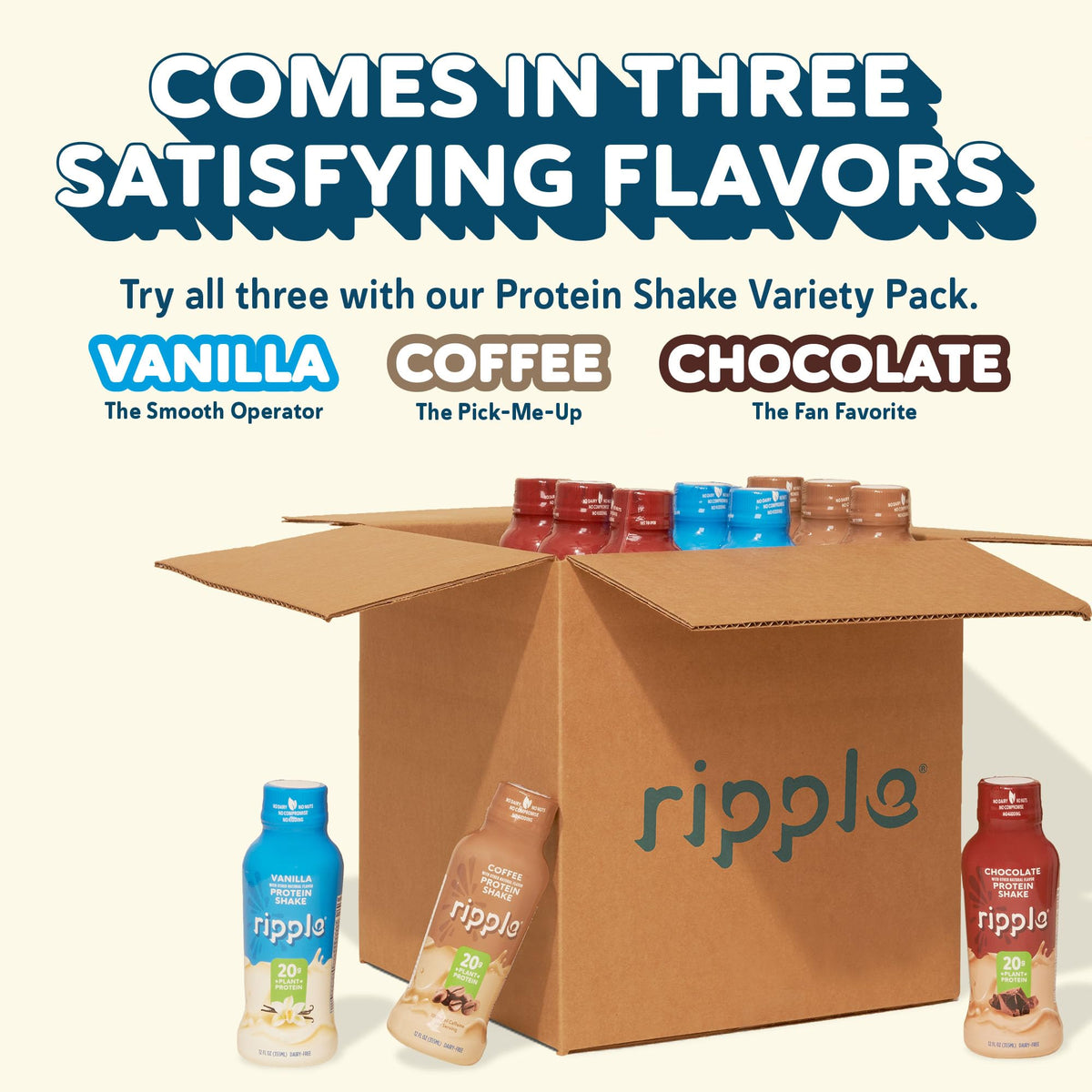 Ripple Vanilla packaging on table with glass signals easy refreshment option