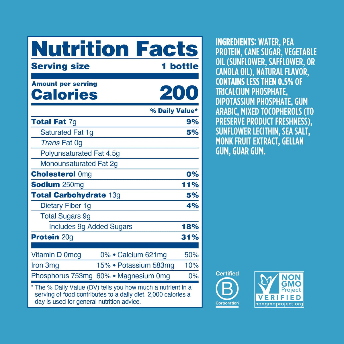 Ripple Vanilla plant-based shake pouring into glass emphasizes smooth dairy-free nutrition
