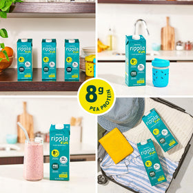 Ripple vegan non-GMO certified milk package indicating clean sourcing.