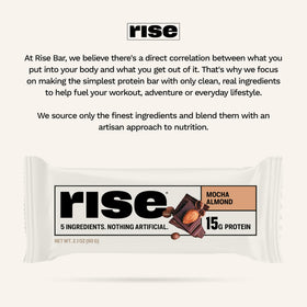 Rise Mocha Almond post-workout bar for balanced macros.