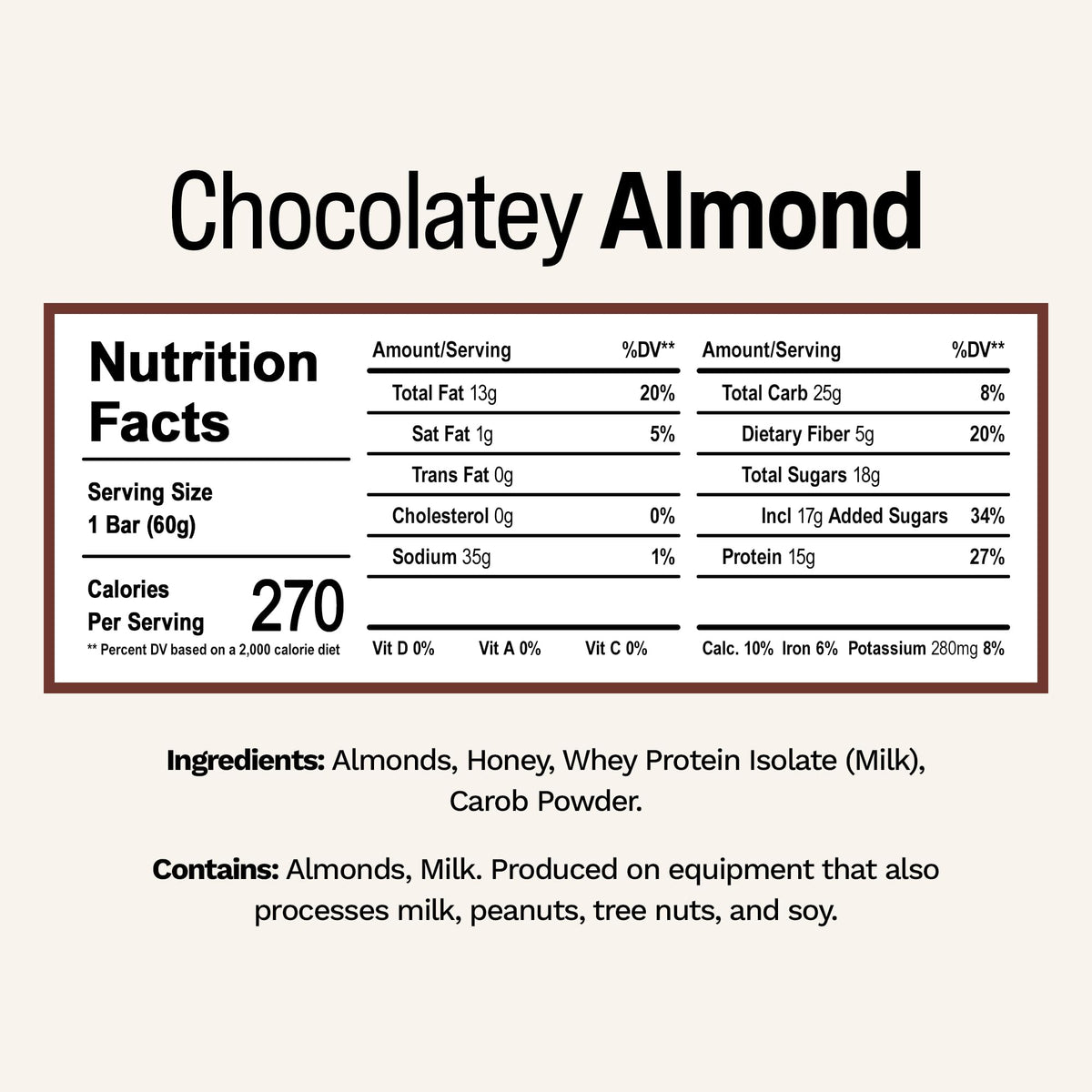 Close-up of Rise Chocolatey Almond bar, creamy texture and chocolate aroma.