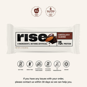Four-ingredient Rise bar ingredients arranged for a clean on-the-go snack.