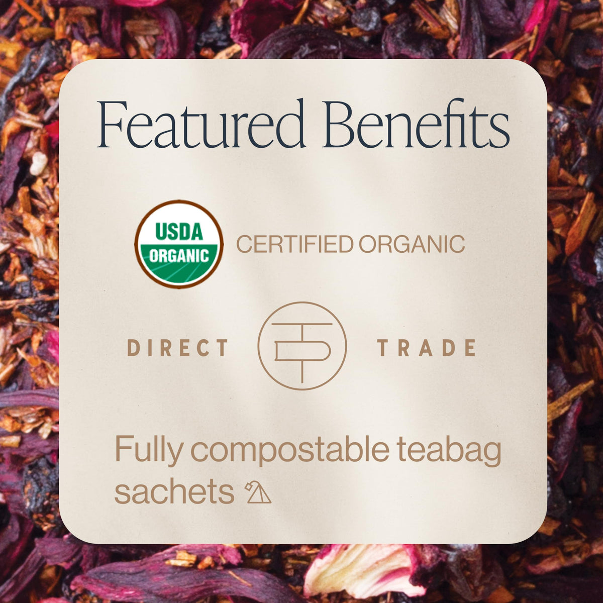Rishi Tea Blueberry Hibiscus infusion in a cup showing fruity aroma