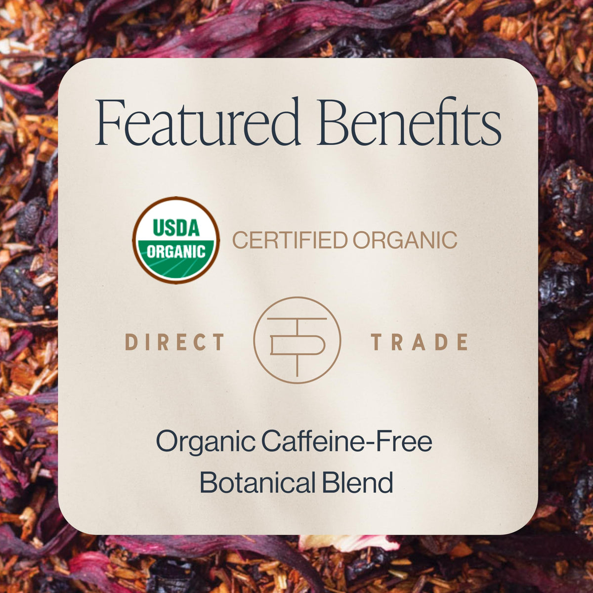 Rishi Tea Blueberry Rooibos cup steaming, lush fruity aroma ideal for hot or iced servings.