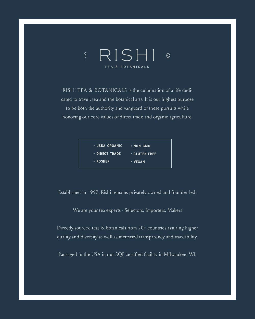 Rishi Matcha serving two cups scene suggests social tea moments.