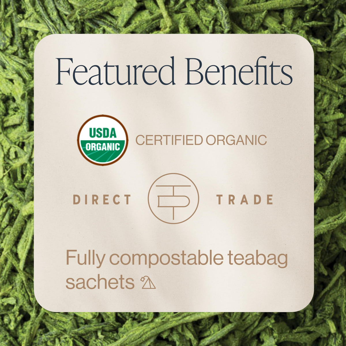 Rishi Tea Matcha Super Green organic label communicates USDA Organic certification and purity.