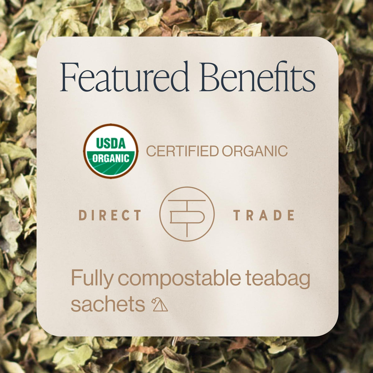 Rishi Peppermint tea cup brew reveals refreshing aroma and cooling finish.