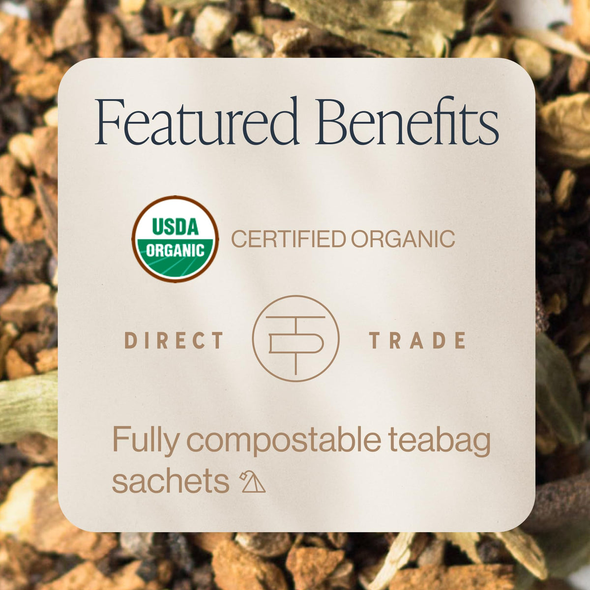 Assam tea leaves with whole spices from Rishi Tea providing vibrant aroma.