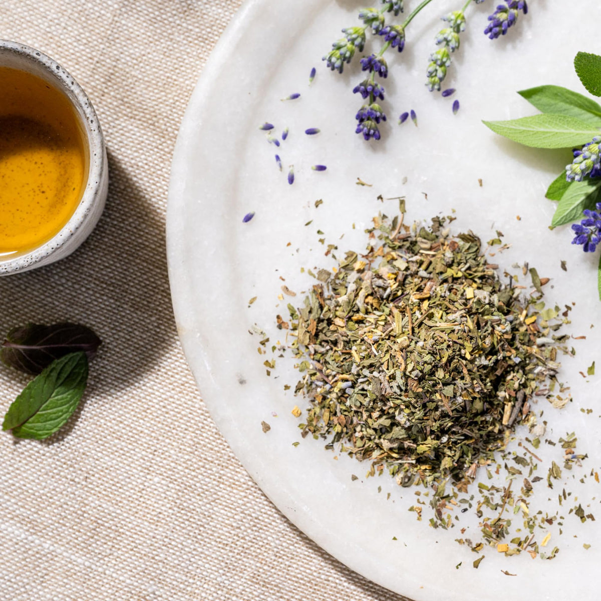 Rishi Tea brand label on packaging conveys quality and trust.