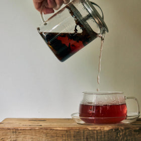 Rishi Earl Grey brew close-up showing rich color and bergamot notes.