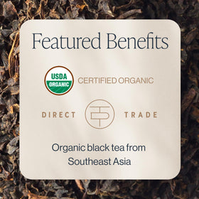 Rishi Tea English Breakfast loose-leaf reveals a rich red infusion with malt notes.