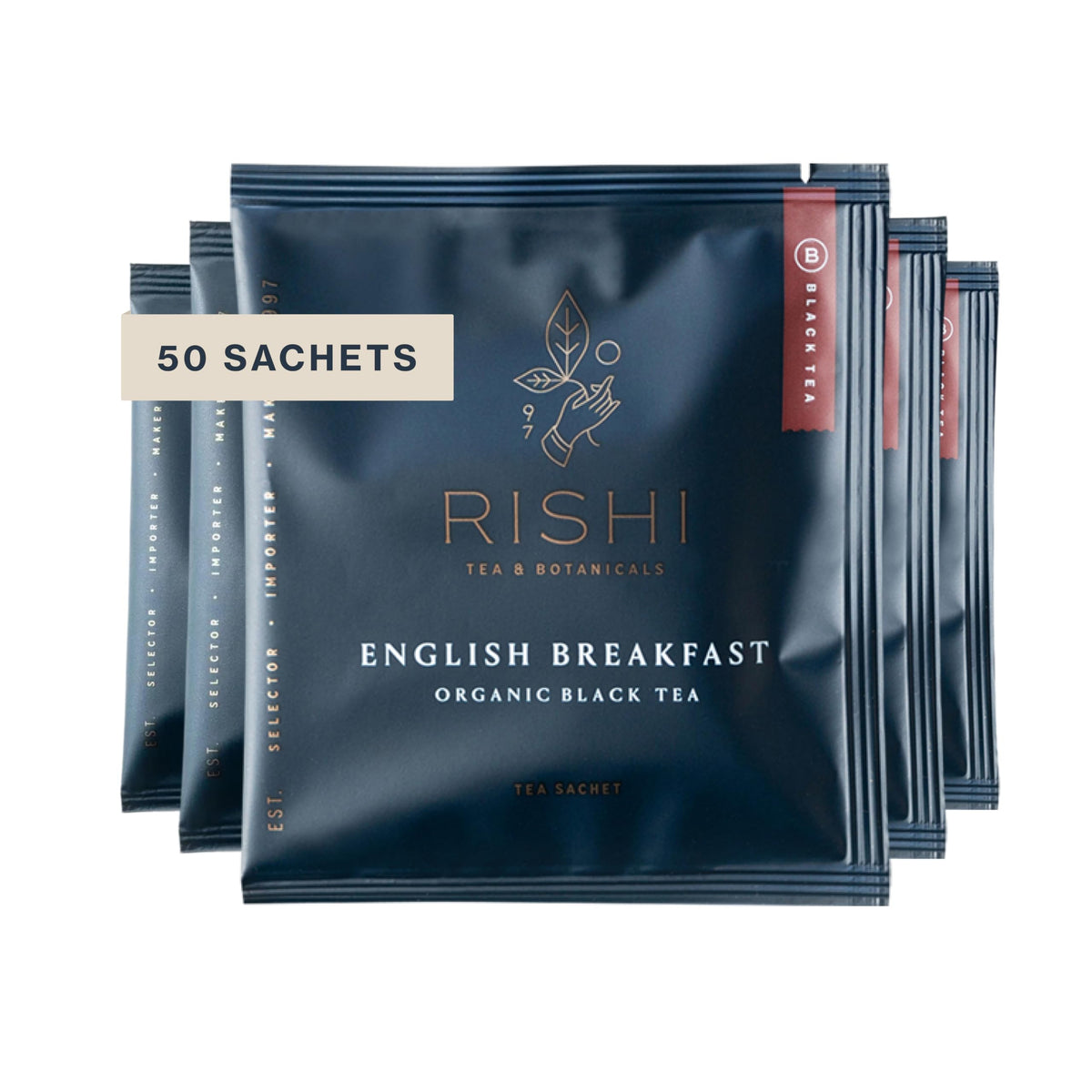 Rishi Tea English Breakfast sachet box ready for quick morning brew.