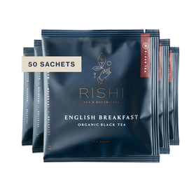 Rishi Tea English Breakfast sachet box ready for quick morning brew.