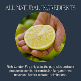 Pouring Rishi London Fog Latte concentrate into a cup for quick latte.