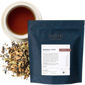 Rishi Tea Masala Chai loose-leaf Assam for a bold, warming morning cup.