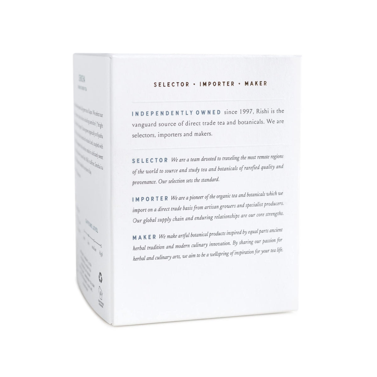 USDA Organic and Fair Trade label on Rishi Tea packaging