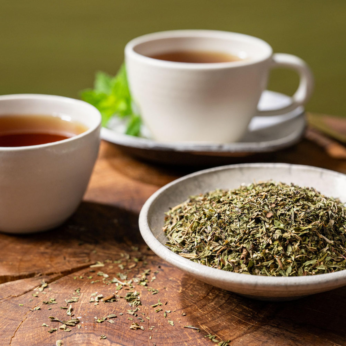 Rishi Tea Peppermint Herbal Tea caffeine-free badge and aroma