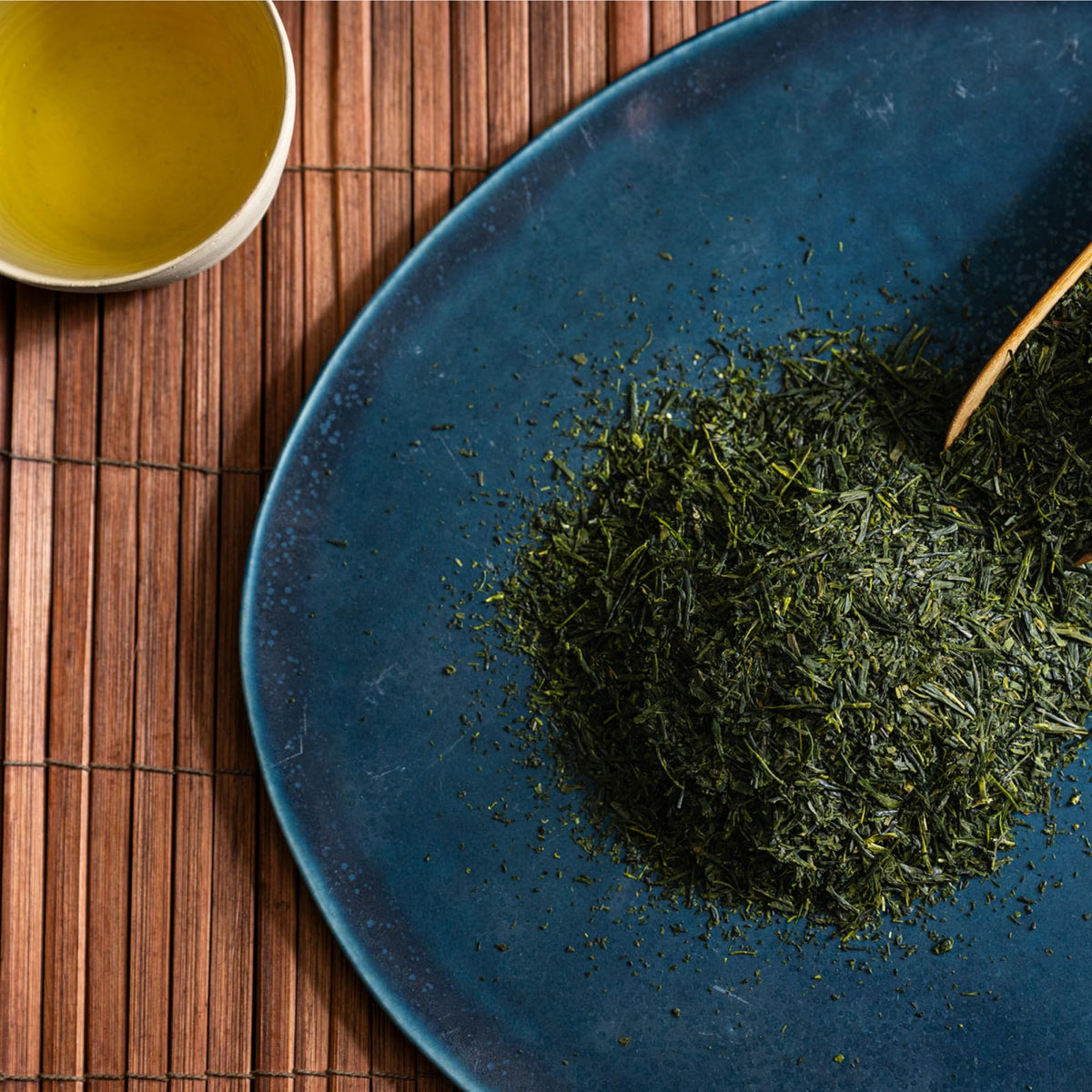 Rishi Sencha Green Tea farm sustainability and ethical sourcing imagery.
