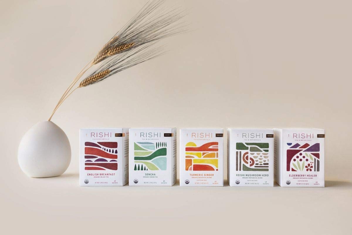 Shelf display of Rishi Tea Earl Grey Herbal Tea bags