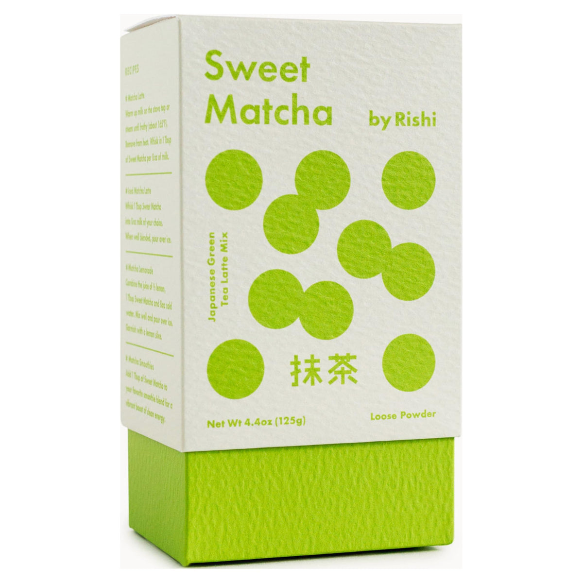 Rishi Tea Sweet Matcha tin front for cafe-quality aroma.