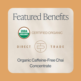 Rishi Tea Turmeric Ginger Chai Latte concentrate bottle pouring for quick hot or iced drinks.