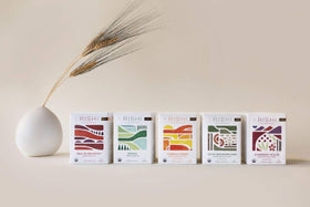Rishi Turmeric Ginger Tea sachets in biodegradable packaging.