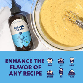 Rising Star Organic Vanilla Bean Paste organic label highlighting non-GMO vegan ingredients