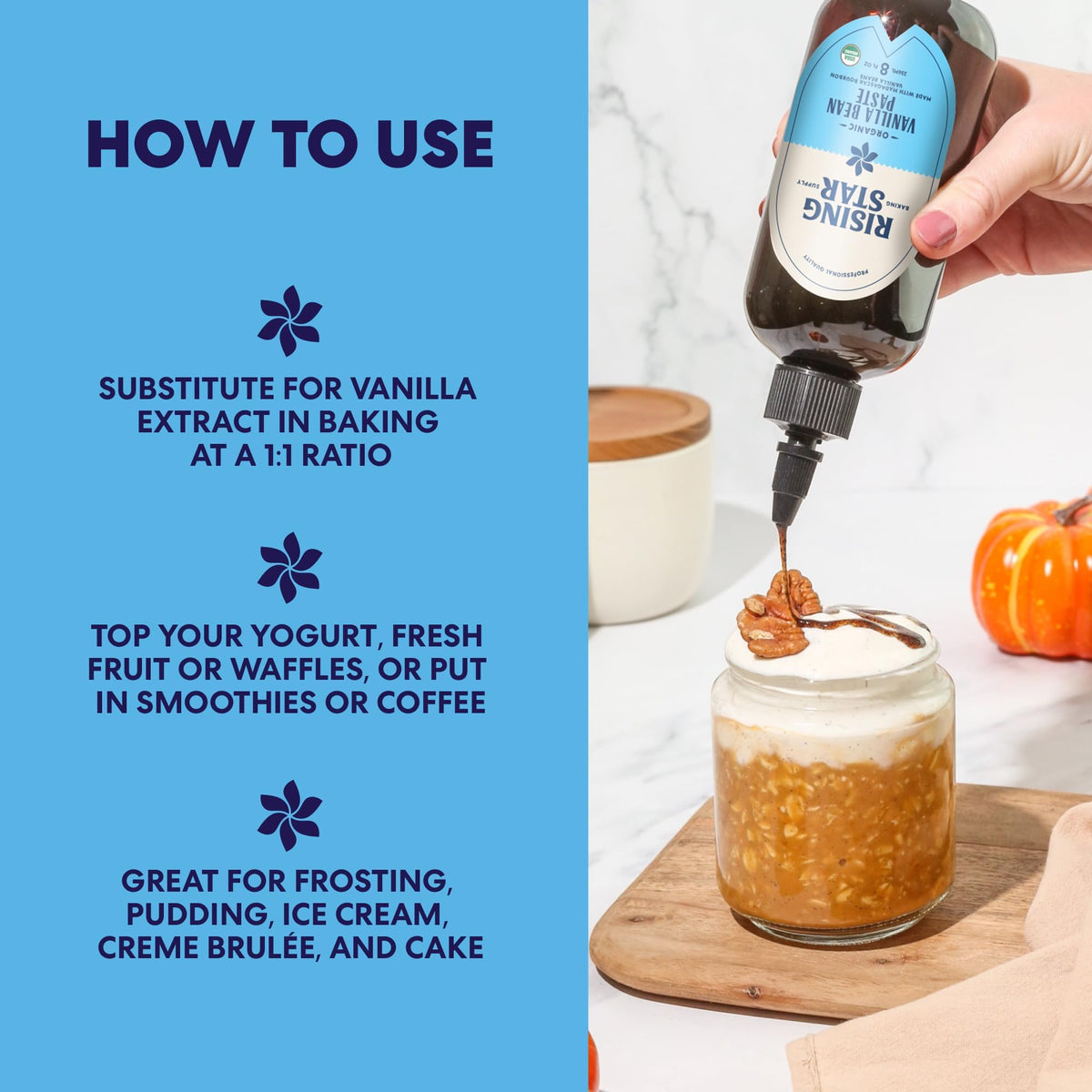 Rising Star Vanilla Bean Paste in baking and desserts for depth