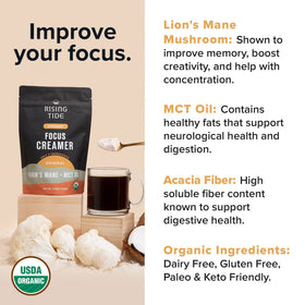 Rising Tide coffee cup with creamer demonstrates creamy coffee experience