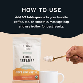 Rising Tide Creamer MCT oil ingredient emphasizes energy supporting fats