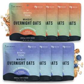 Rising Tide Mushroom Overnight Oats Apple Cinnamon 8-pack prep bowl shot