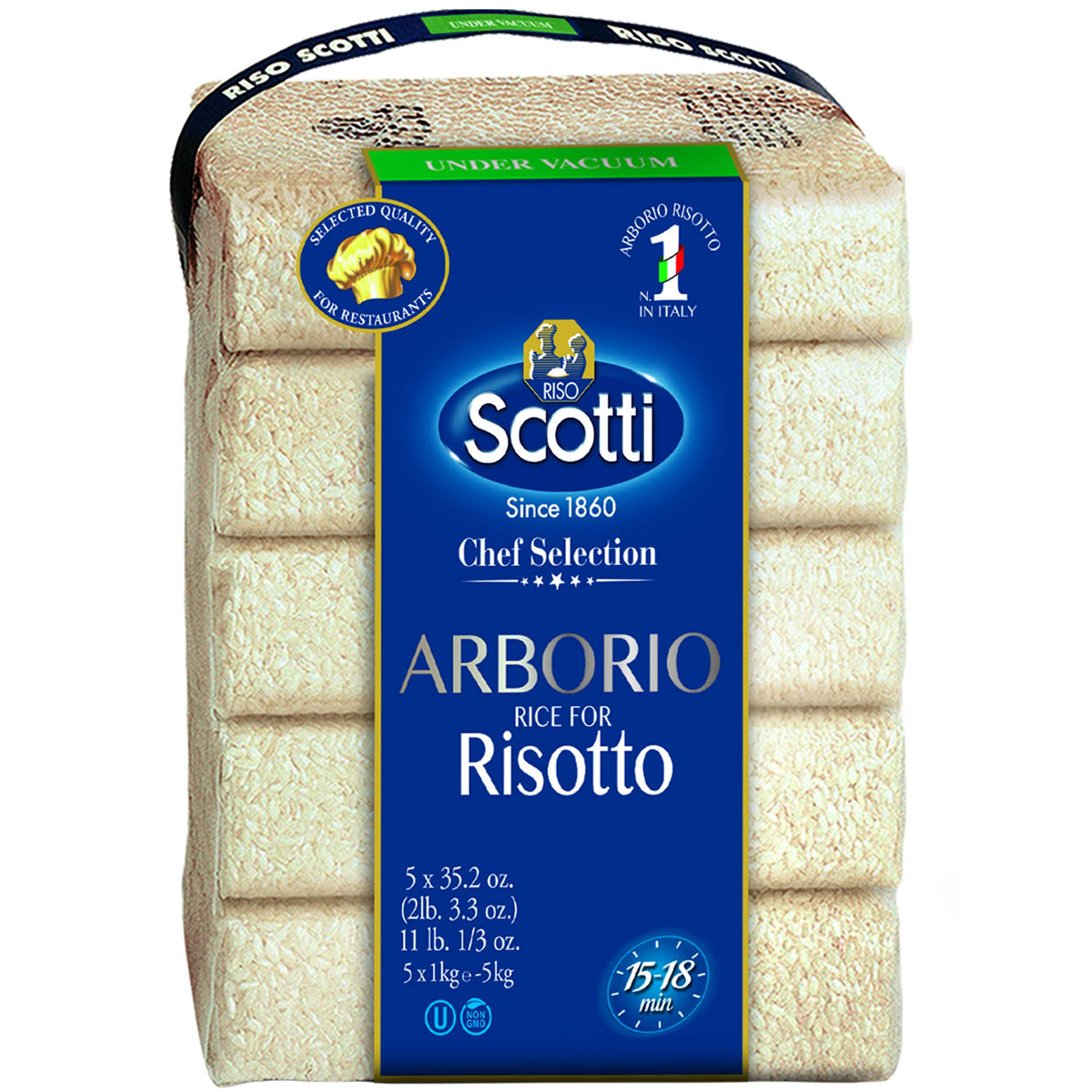 Riso Scotti Arborio rice for risotto with premium texture for authentic Italian meals at home.